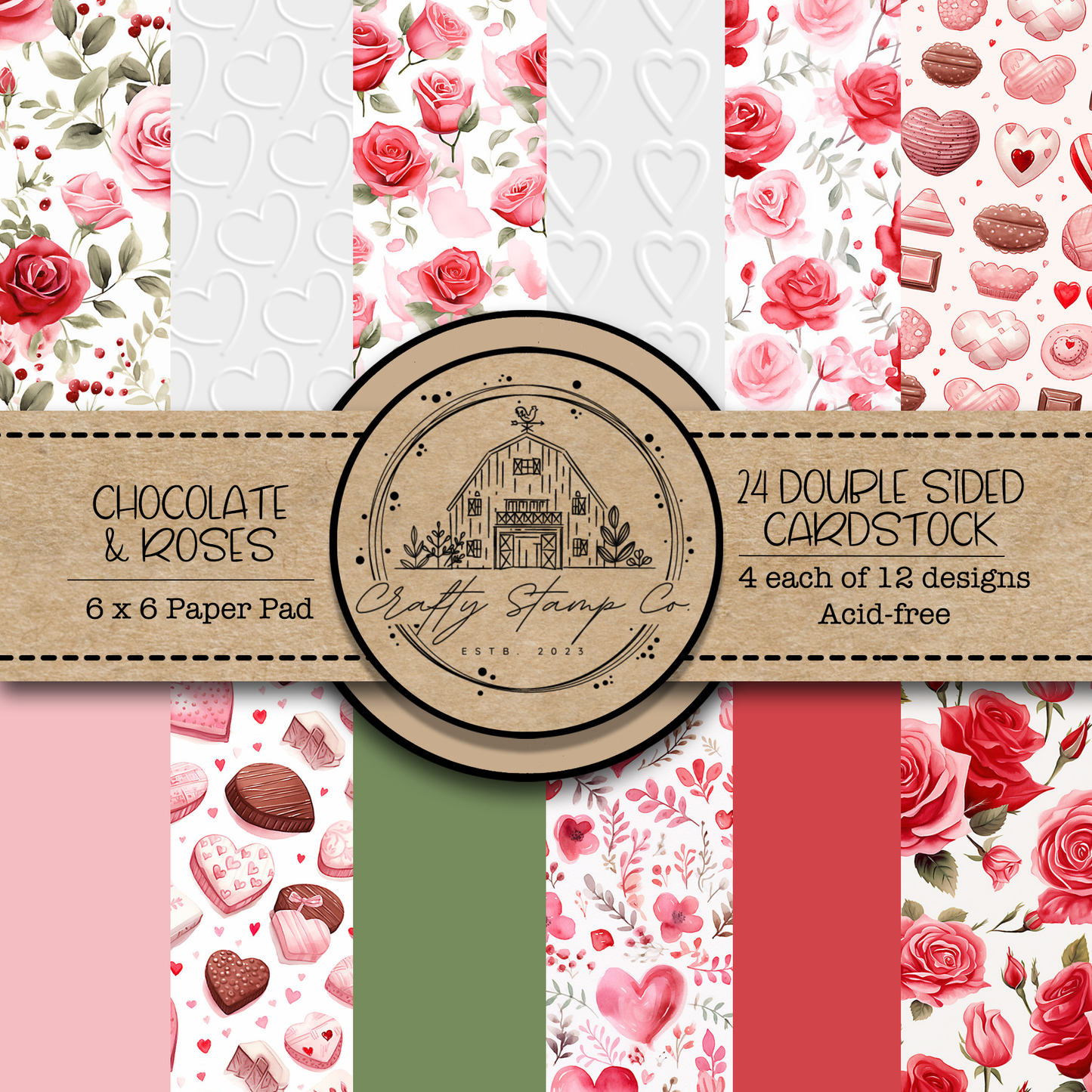Chocolate & Roses 6x6 Pattern Paper Pack