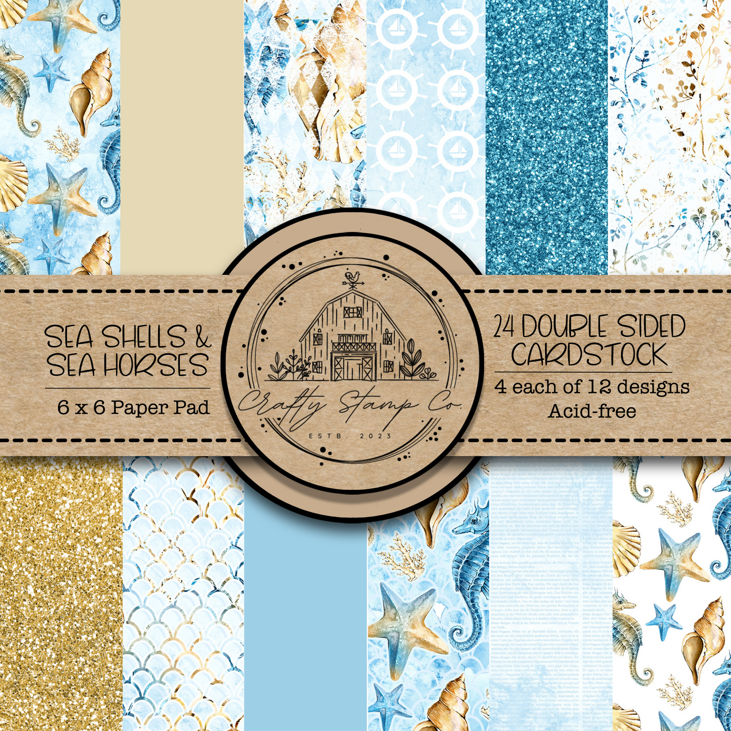Sea Shells & Sea Horses 6 x 6 Pattern Paper Pack