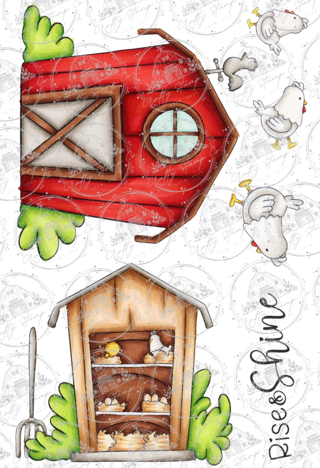 Barnyard Chics 4x6 Stamp Set