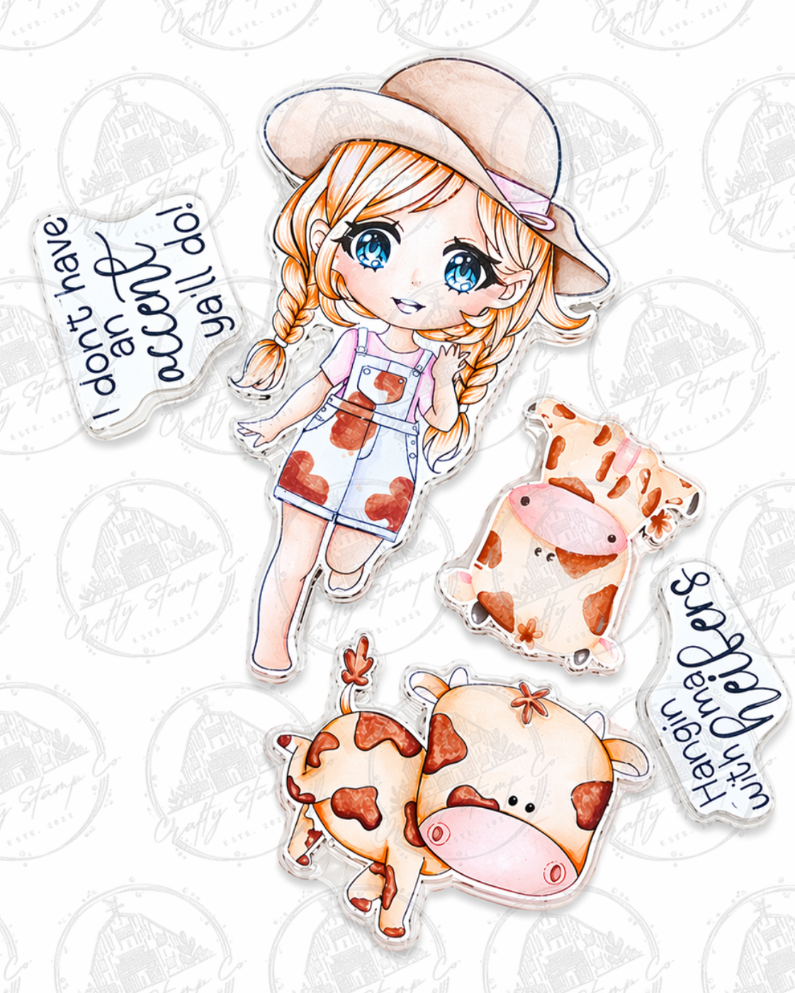 Meadow n'er Heifers 4x6 Stamp Set