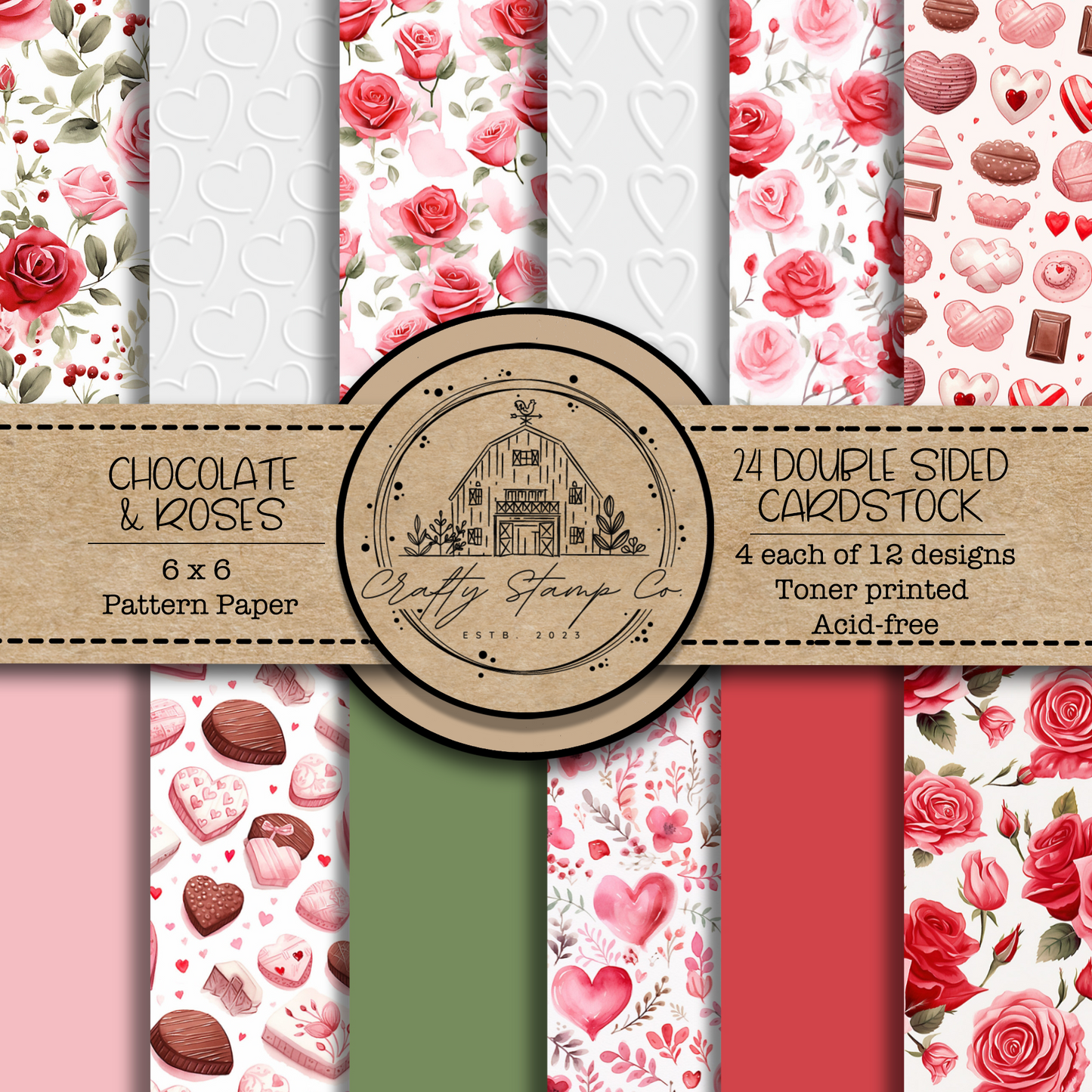 Chocolate & Roses 6x6 Pattern Paper Pack