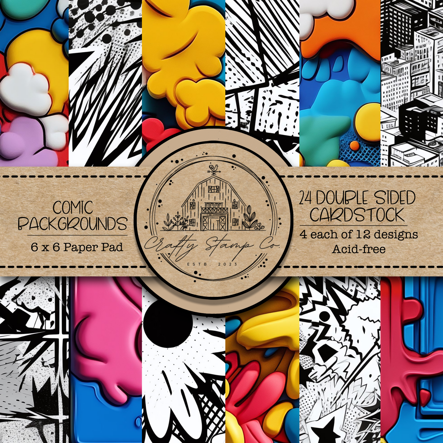 Comic Book Backgrounds 6x6 Pattern Paper Pack
