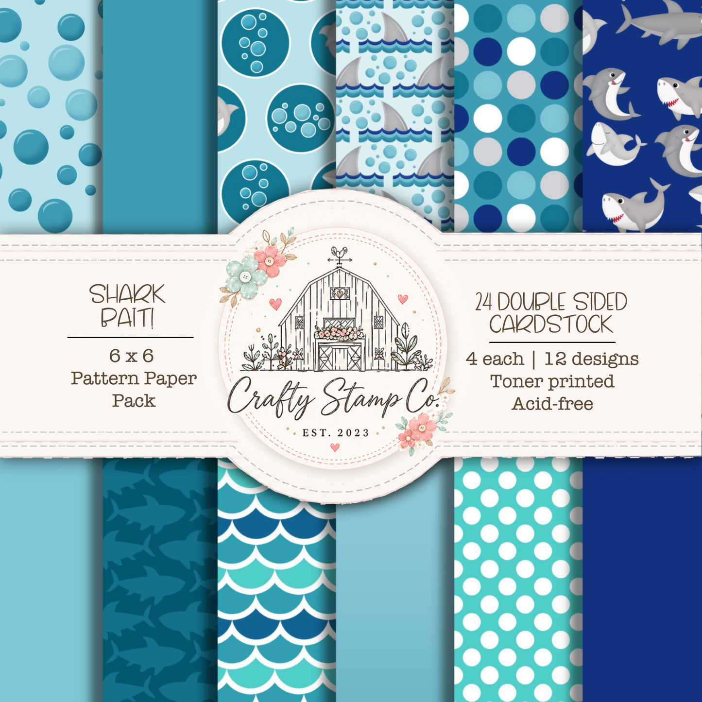 Shark Bait 6 x 6 Pattern Paper Pack