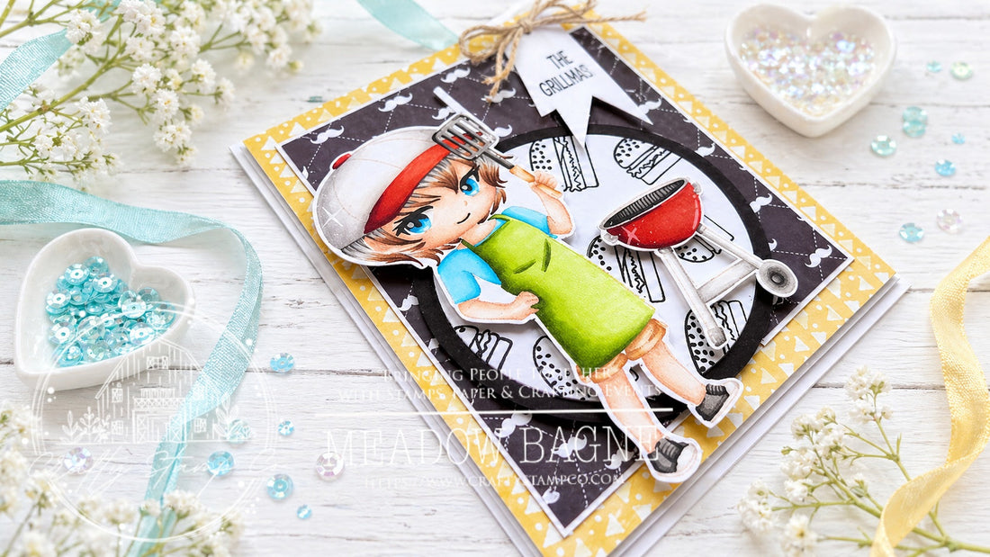 Fun Fold Card Featuring Grill Master with Meadow