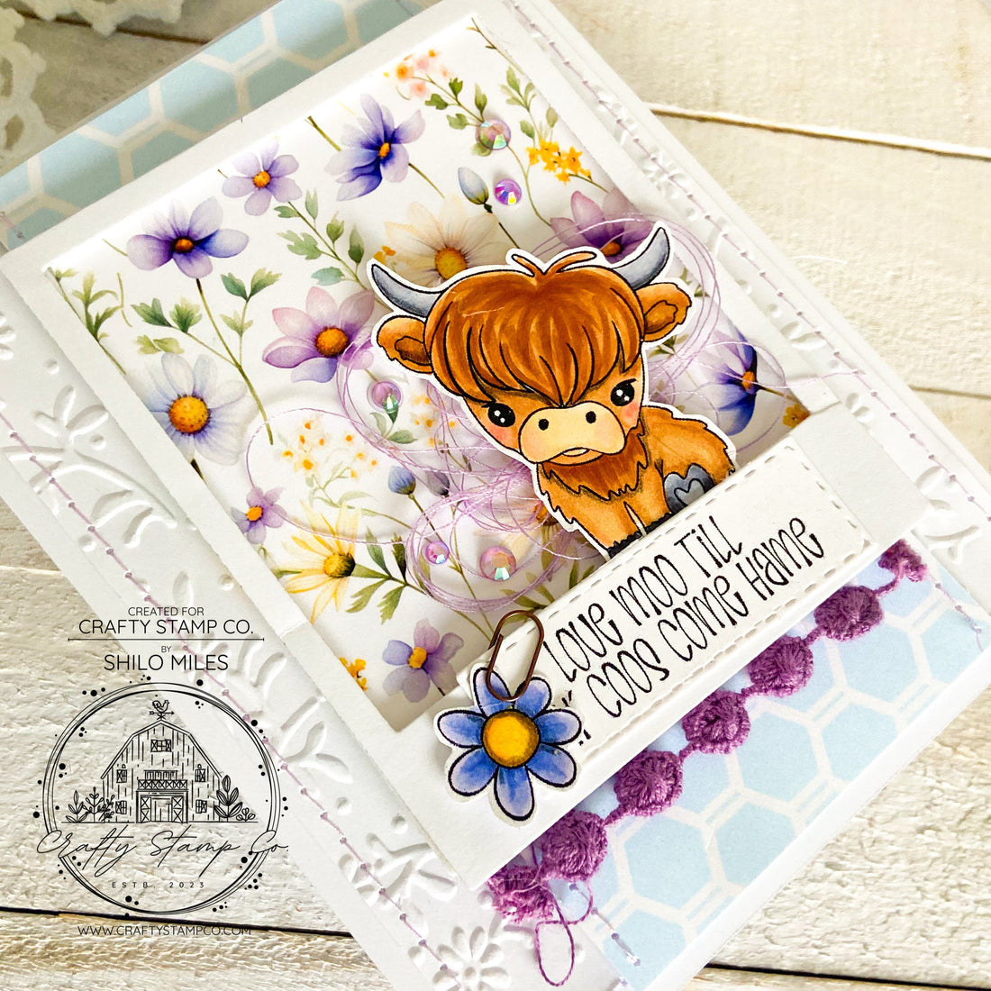 Love Moo Till Coos Come Home – A Sweet Floral Card by Shilo