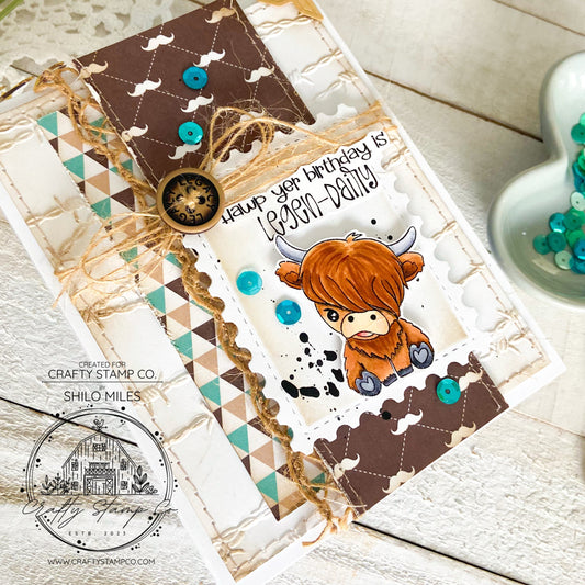 Heilan Coos Birthday Card Tutorial with Ink Blended Die Cut Panel by Shilo Miles