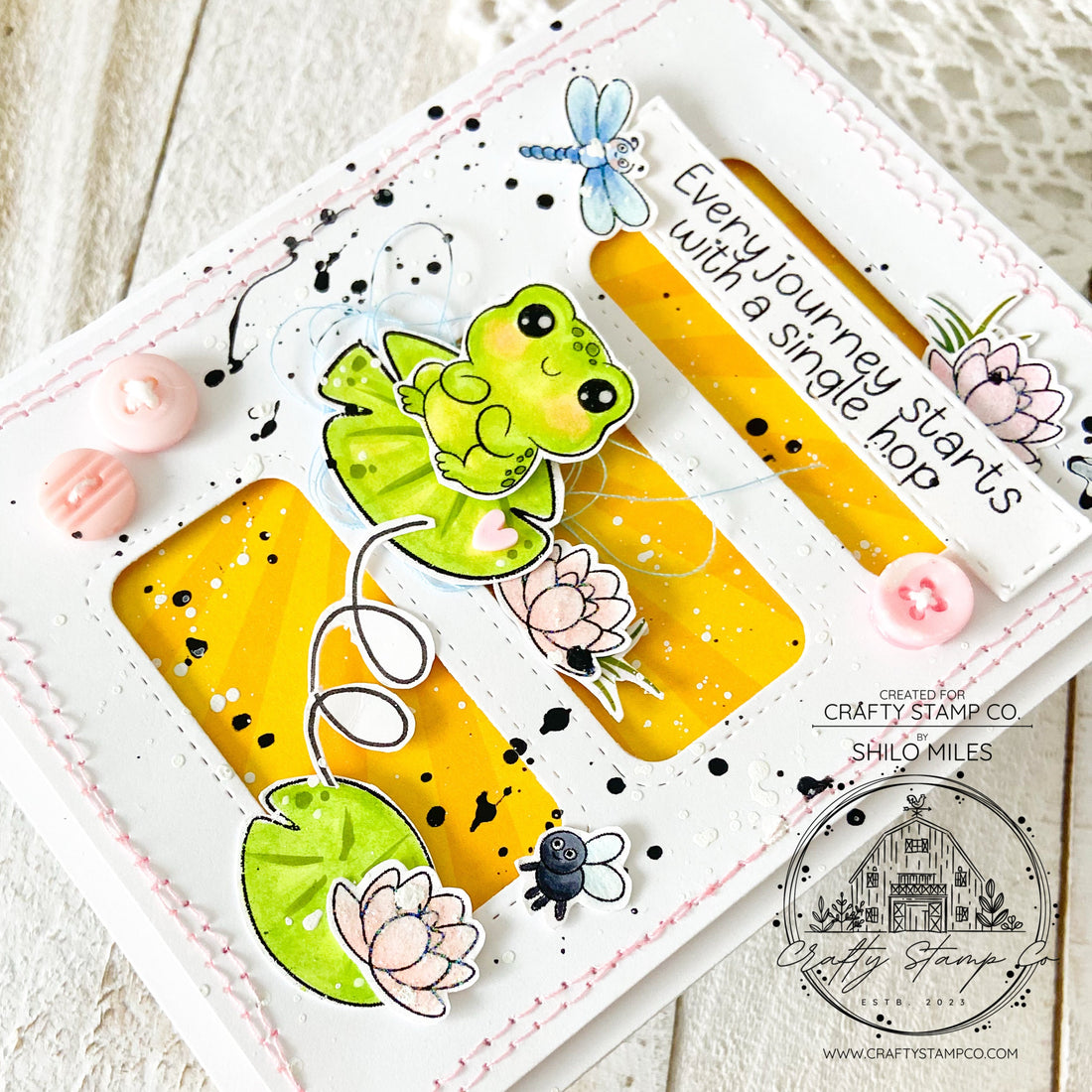 Every Journey Starts with a Single Hop | Froggy Quotes Card by Shilo Miles