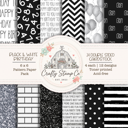 Black & White Birthday 6x6 Pattern Paper