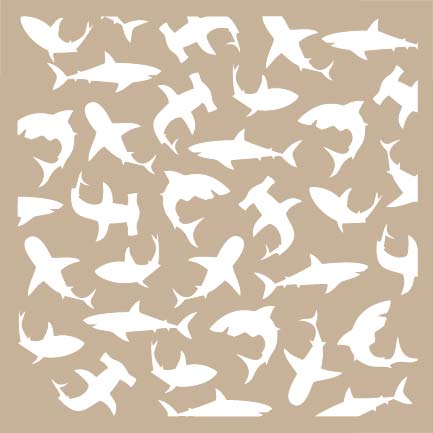 Shark Party 6x6 Stencil