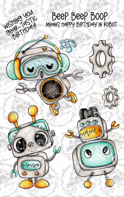 Beep Boop Day Bots 4x6 Stamp Set