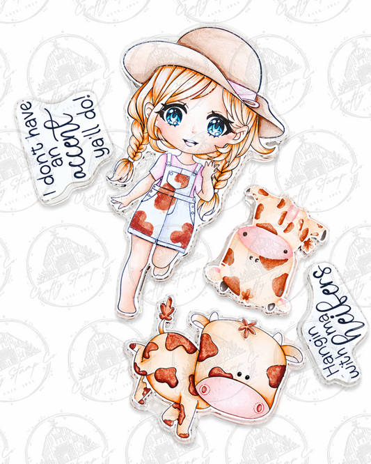 Meadow n'er Heifers 4x6 Stamp Set