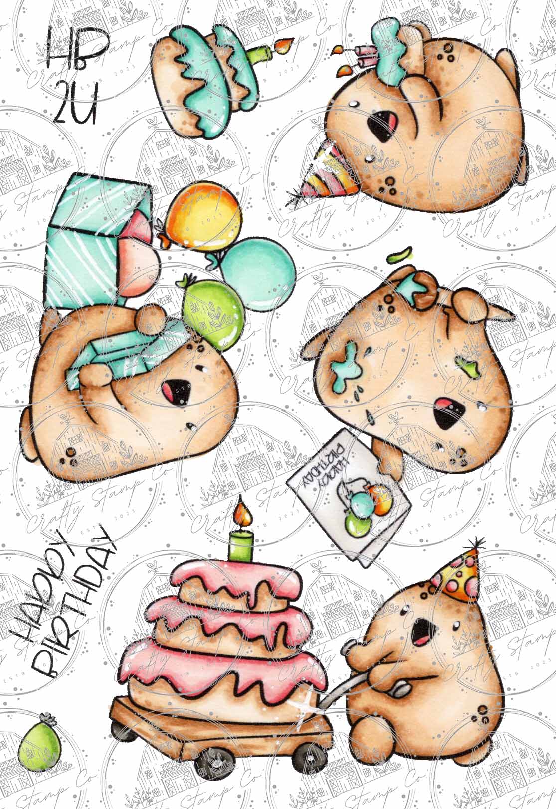 Positive Tate - Surprise Party 4x6 Stamp Set