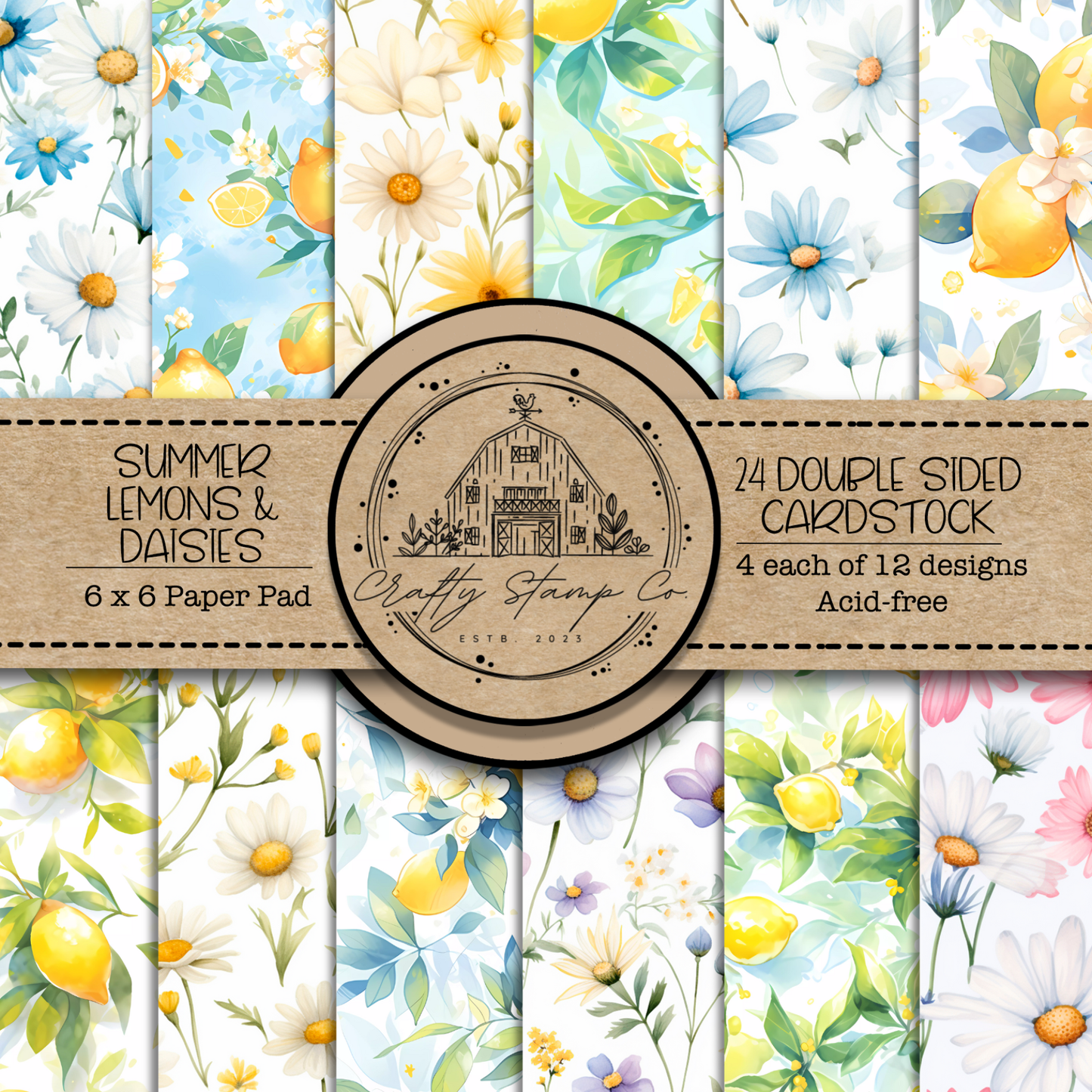 Summer Lemons & Daisies 6x6 Pattern Paper