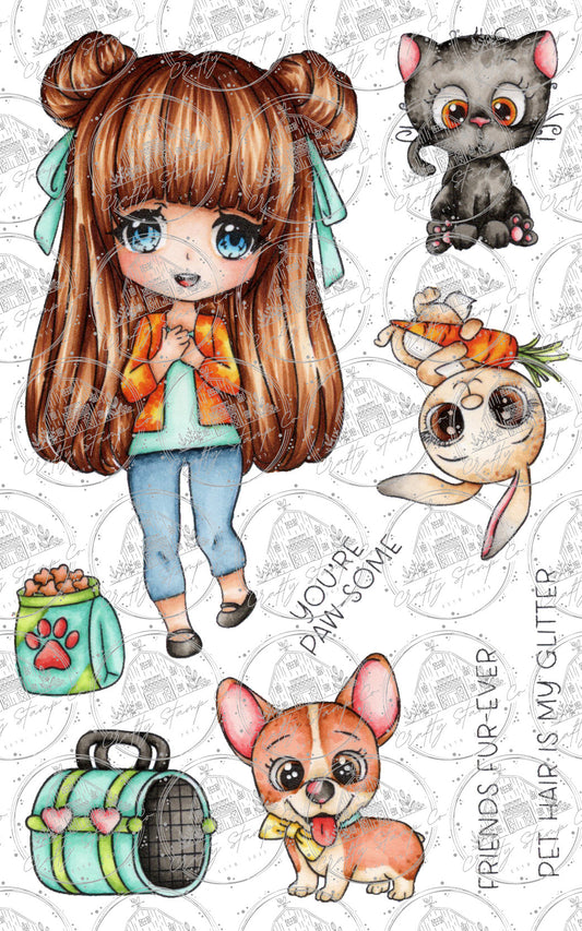 Fur Mama Meadow 4x6 Stamp Set