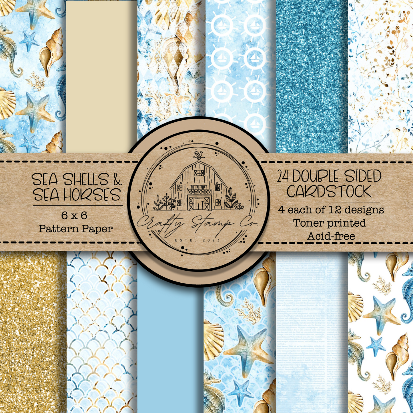 Sea Shells & Sea Horses 6 x 6 Pattern Paper Pack