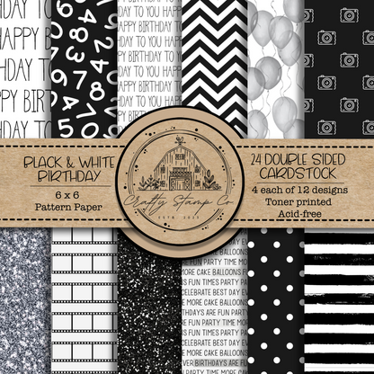Black & White Birthday 6x6 Pattern Paper