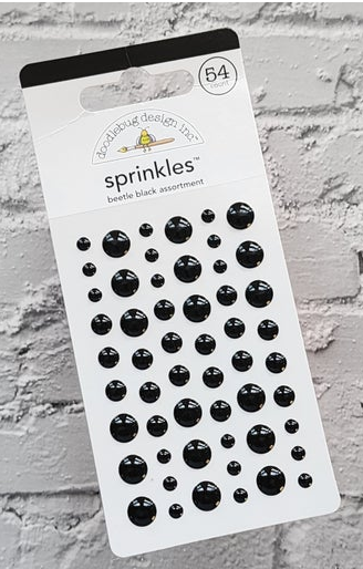 Doodlebug Sprinkles Adhesive Glossy Enamel Dots - Beetle Black Assortment