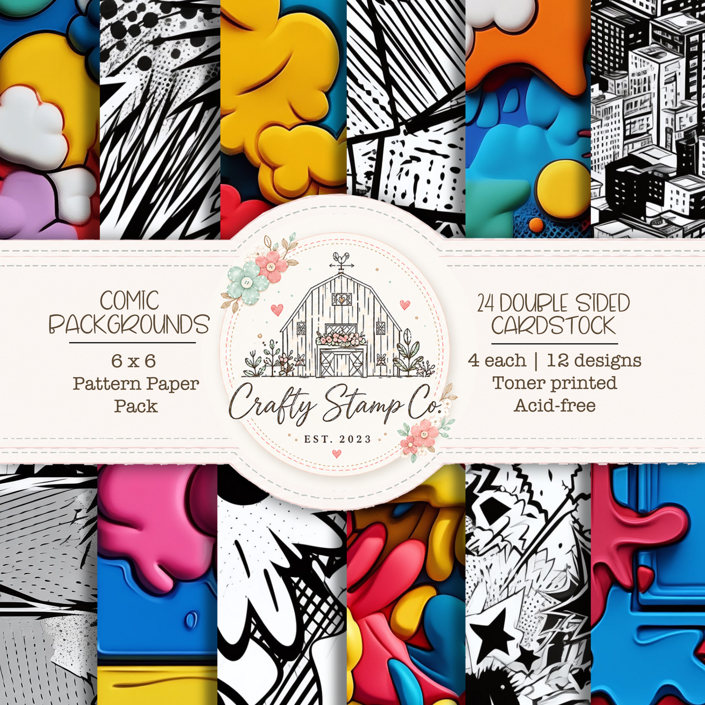 Comic Book Backgrounds 6x6 Pattern Paper Pack